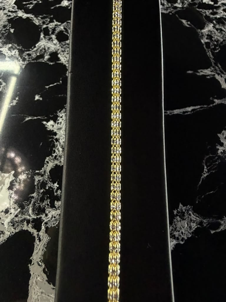 14k ice bracelet two tone 3mm