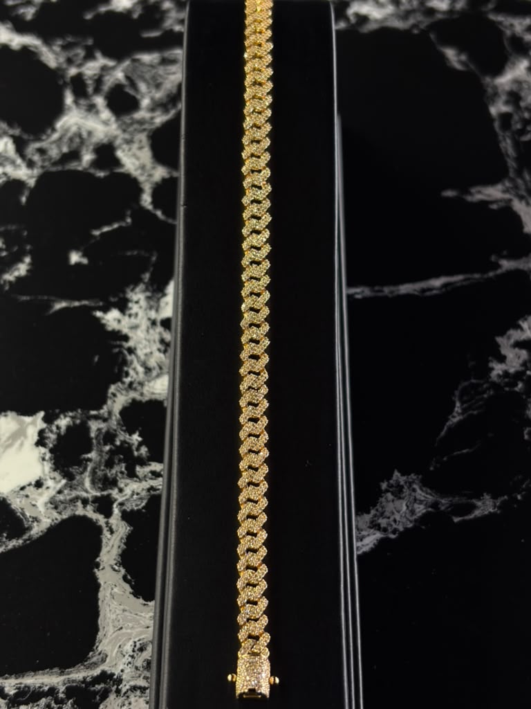 10k Square Miami Cuban bracelet with natural diamonds