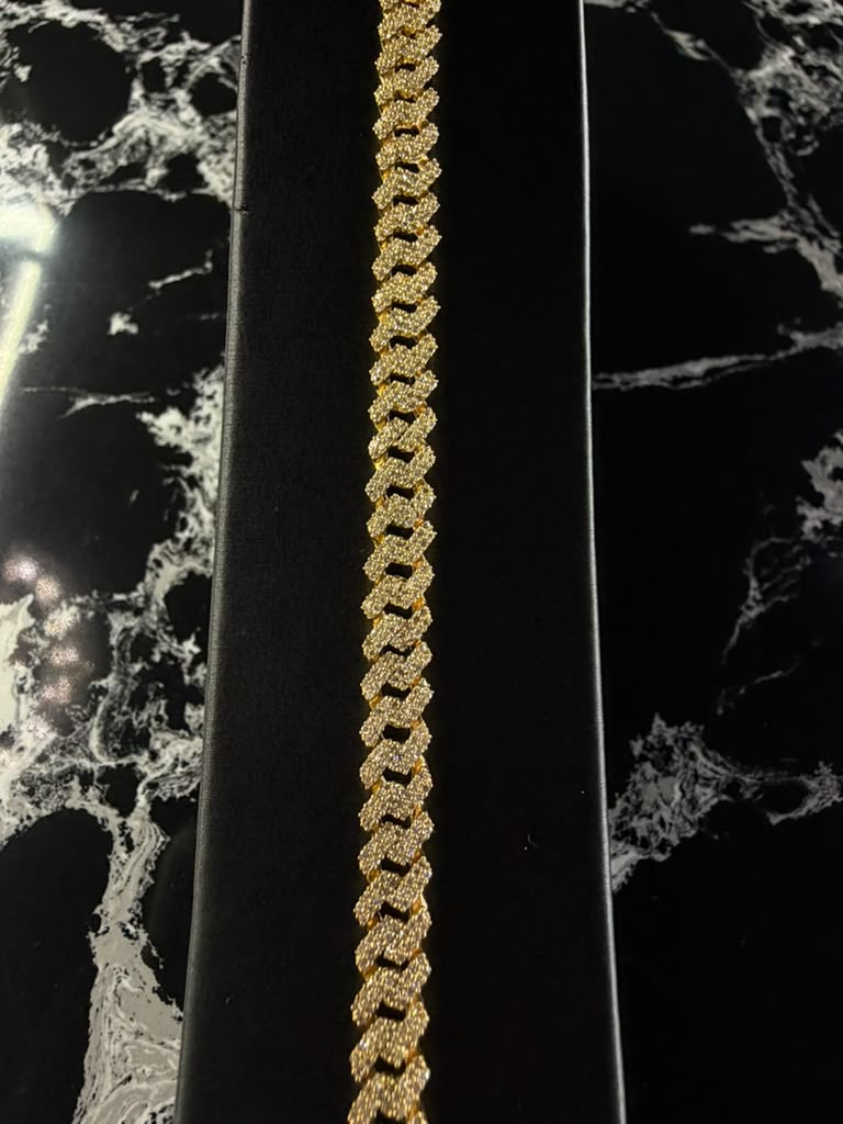 10k Square Miami Cuban bracelet with natural diamonds