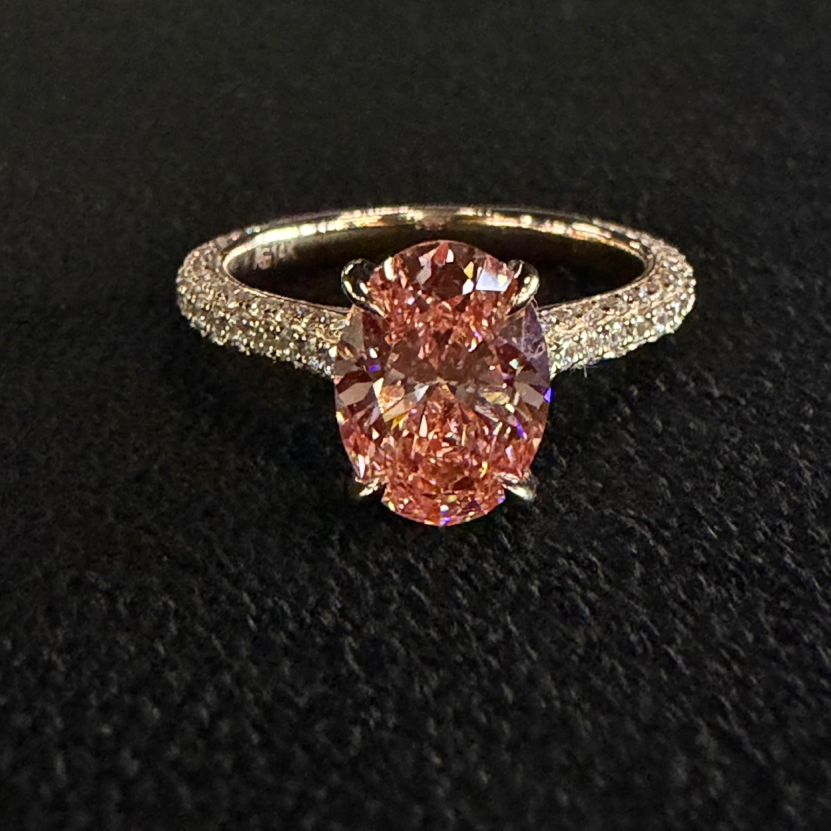OVAL PINK LAB DIAMOND RING