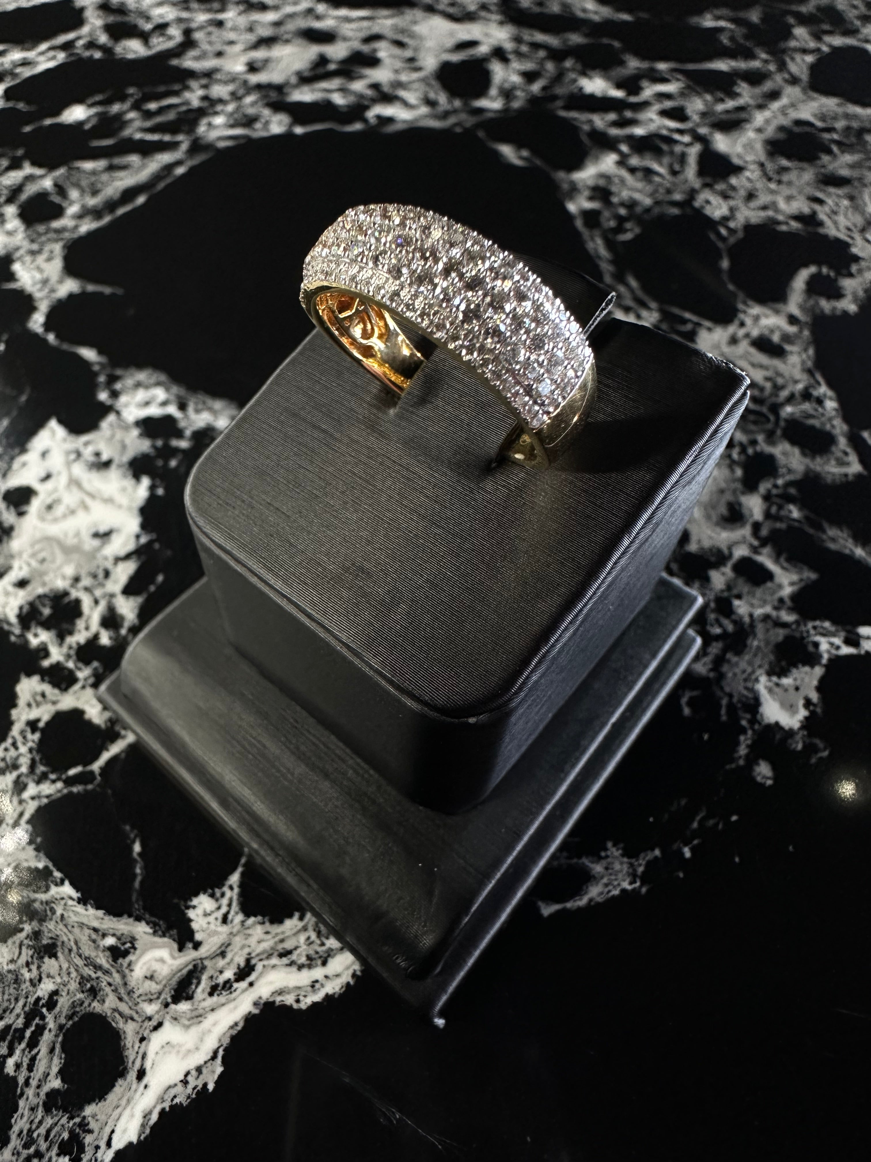 NATURAL DIAMOND RAISE PAVE RING 14K