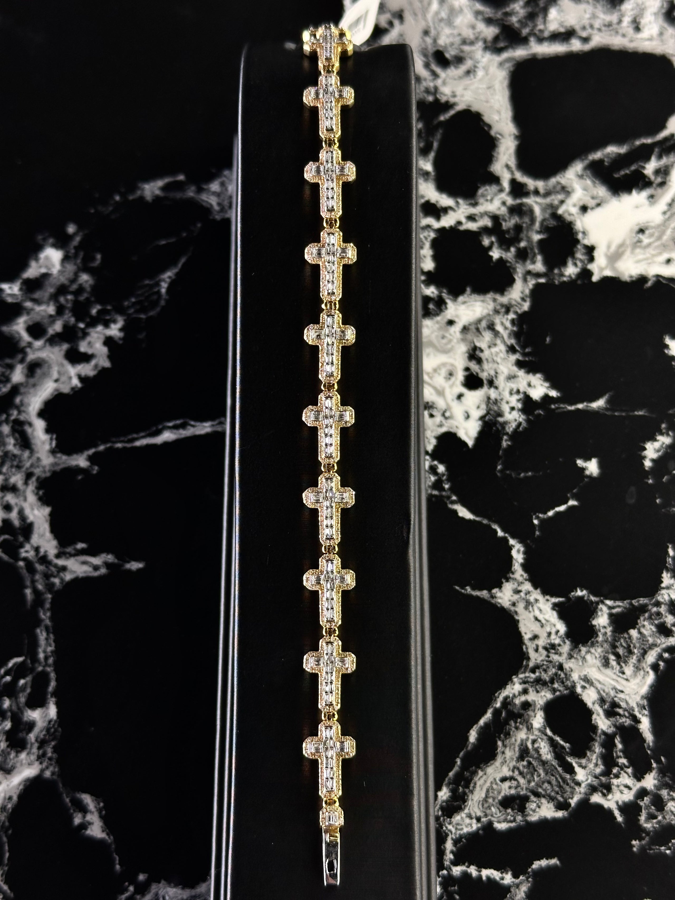 Baguette Natural Diamond Cross Bracelet