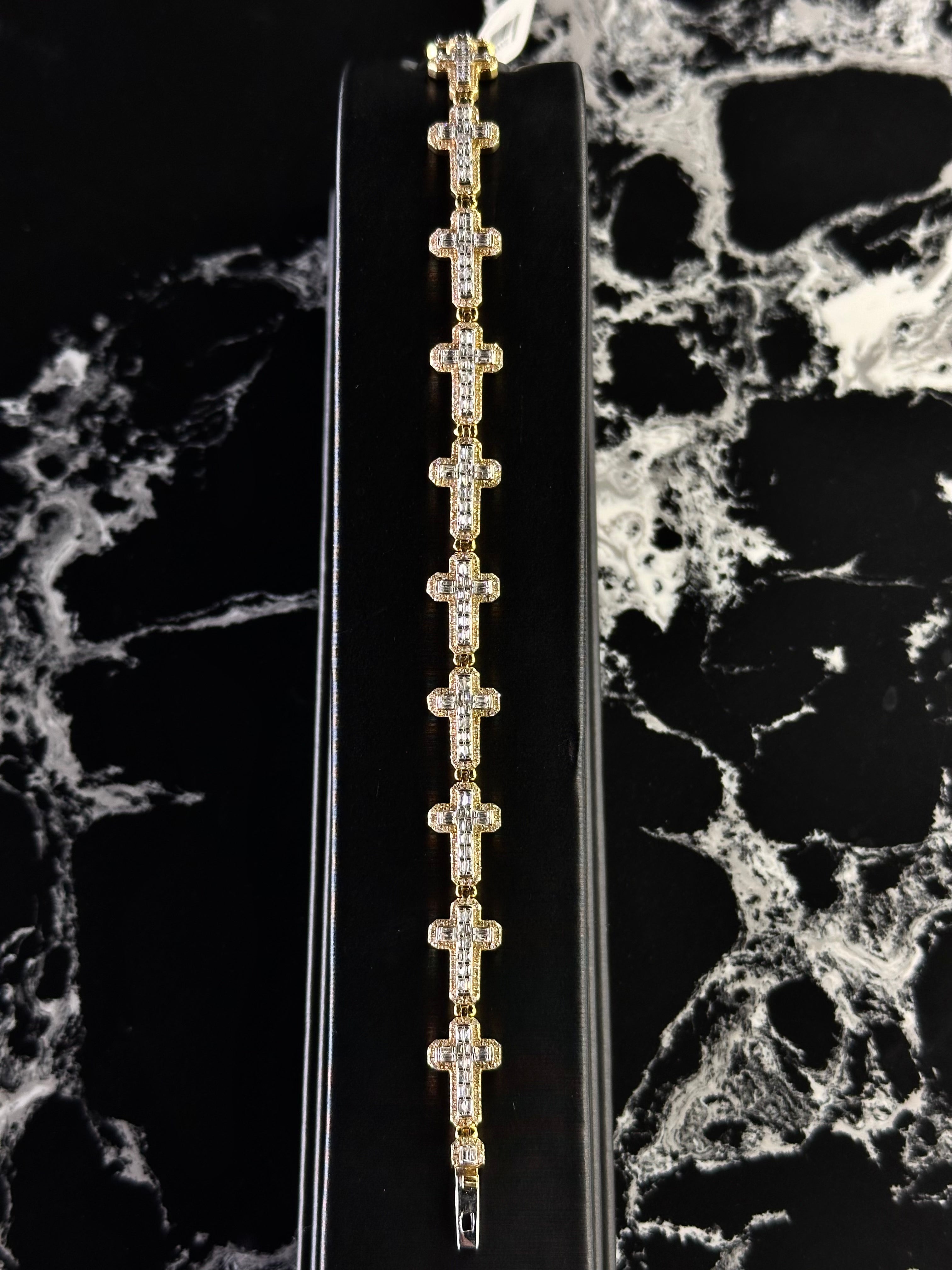 Baguette Natural Diamond Cross Bracelet