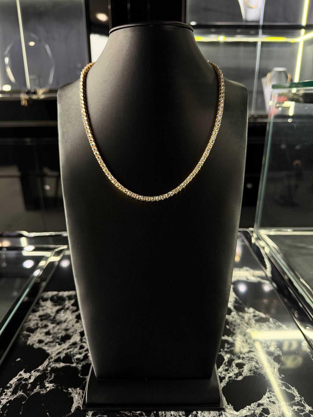 LAB DIAMOND UPSIDE DOWN TENNIS DIAMOND CHAIN 14K