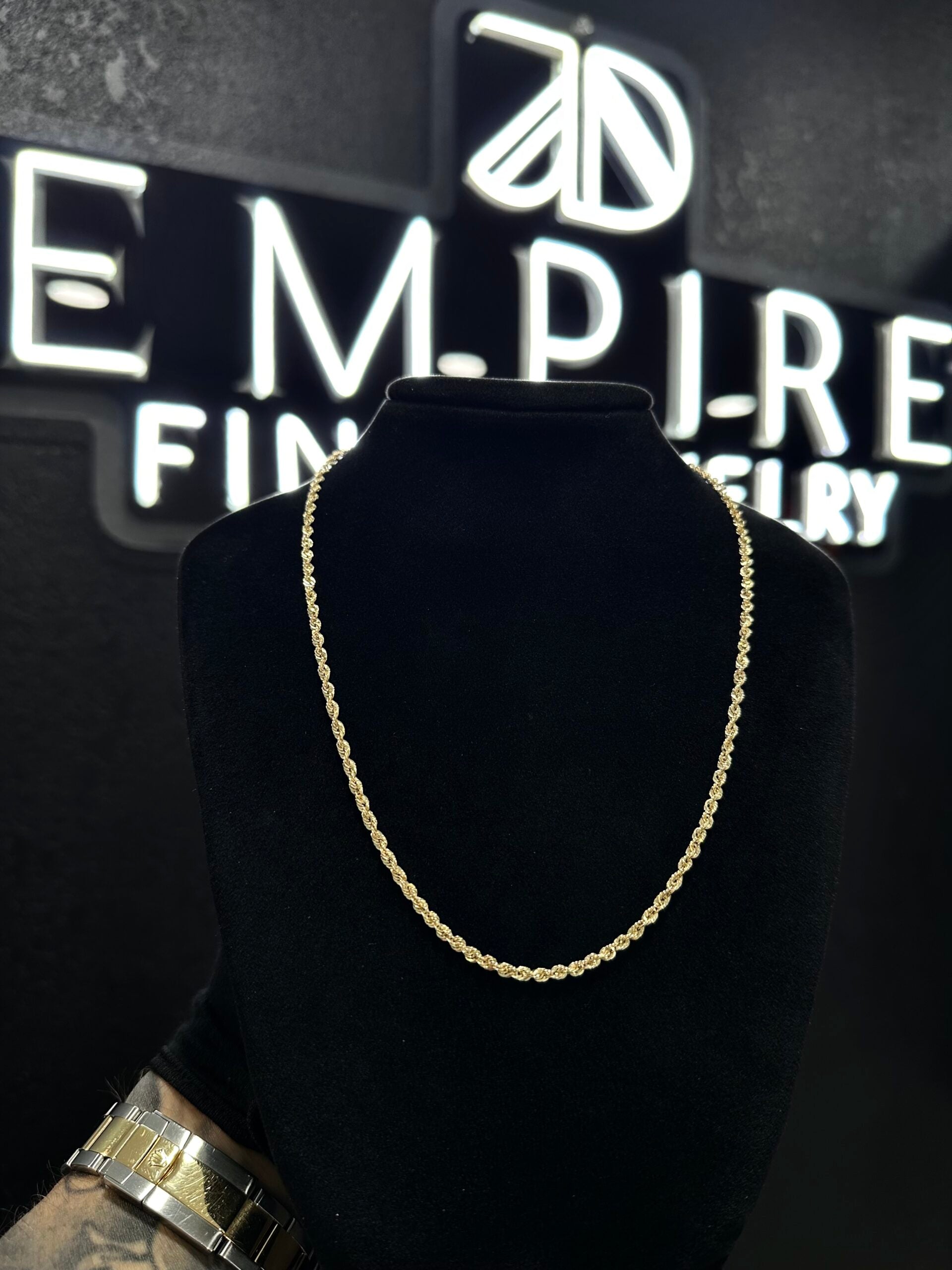 Rope Laser Gold Chain 18" 2.3mm 14k