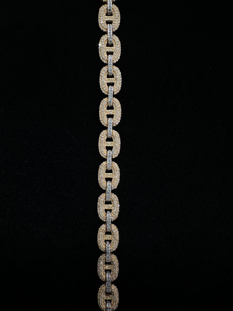 Gucci Link 8mm Natural Diamonds Bracelet 10K Yellow and White Gold