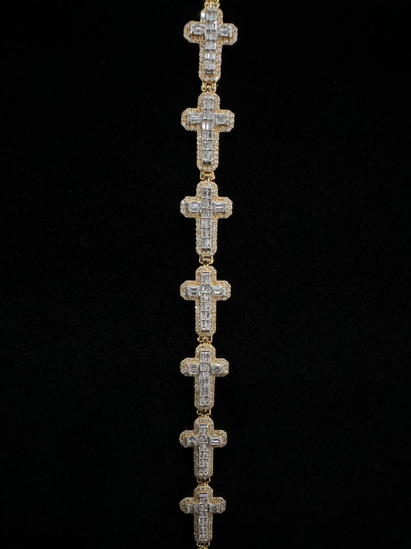 Baguette Natural Diamond Cross Bracelet
