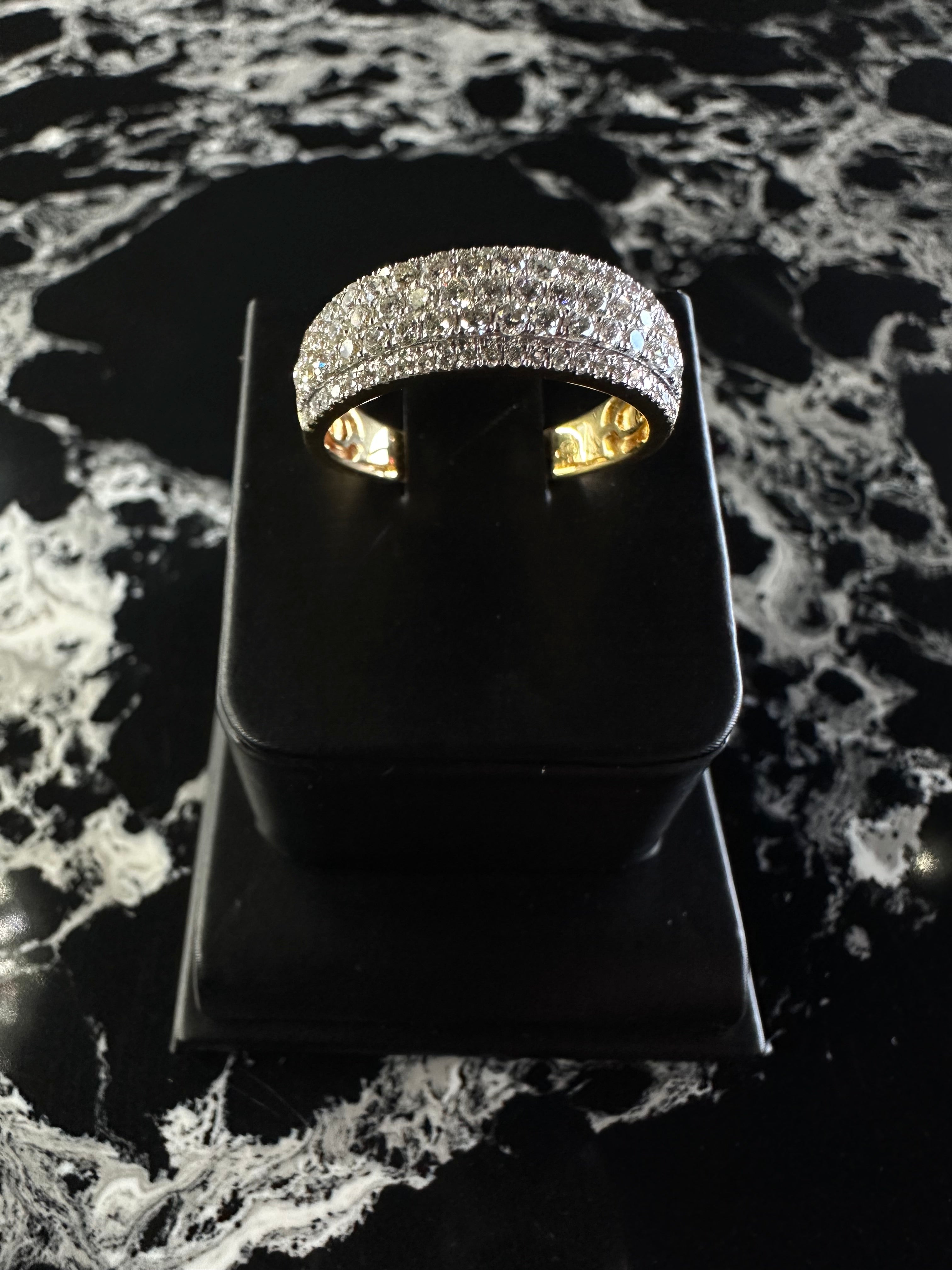 NATURAL DIAMOND RAISE PAVE RING 14K