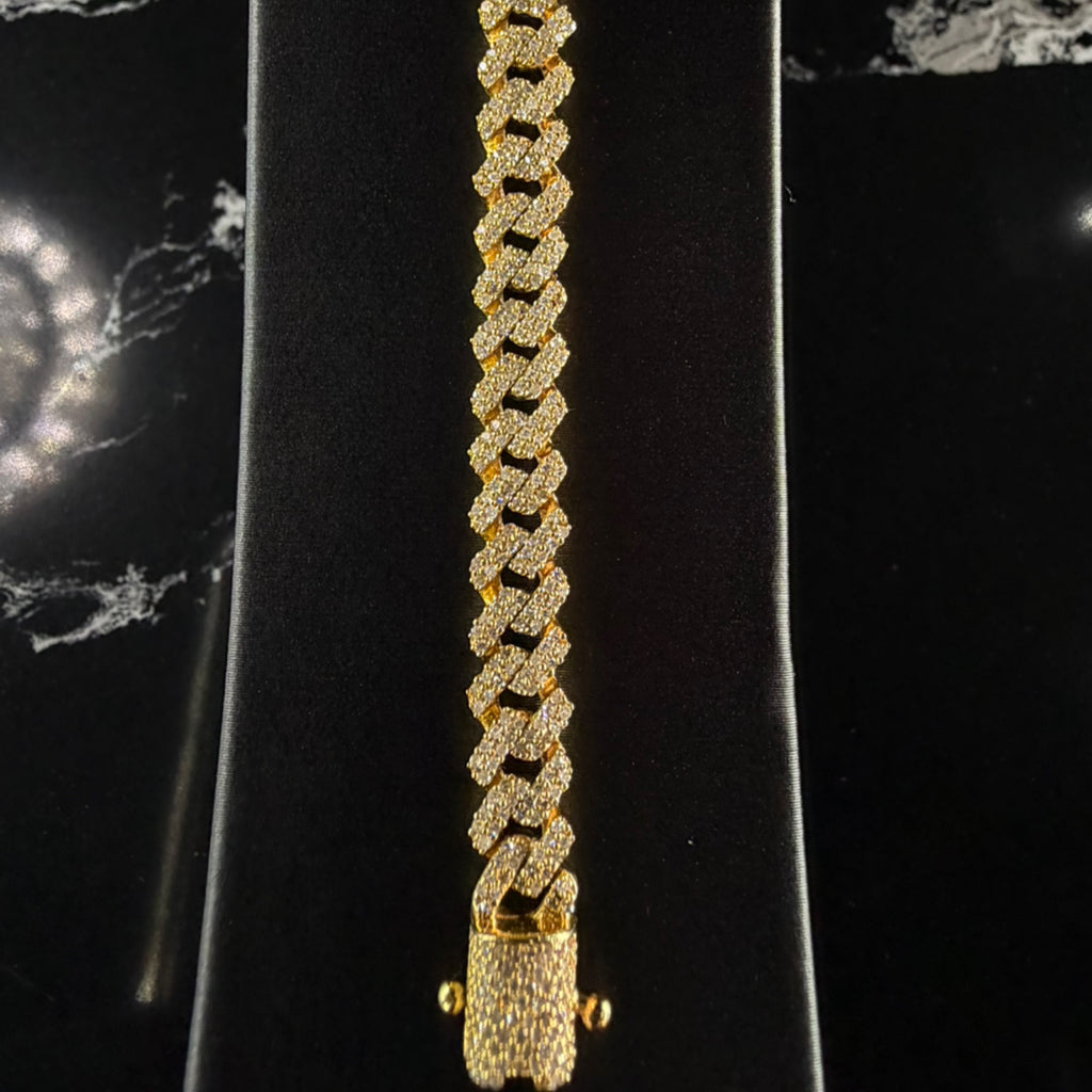 Natural Diamond Square Miami Cuban Bracelet 8” 6mm