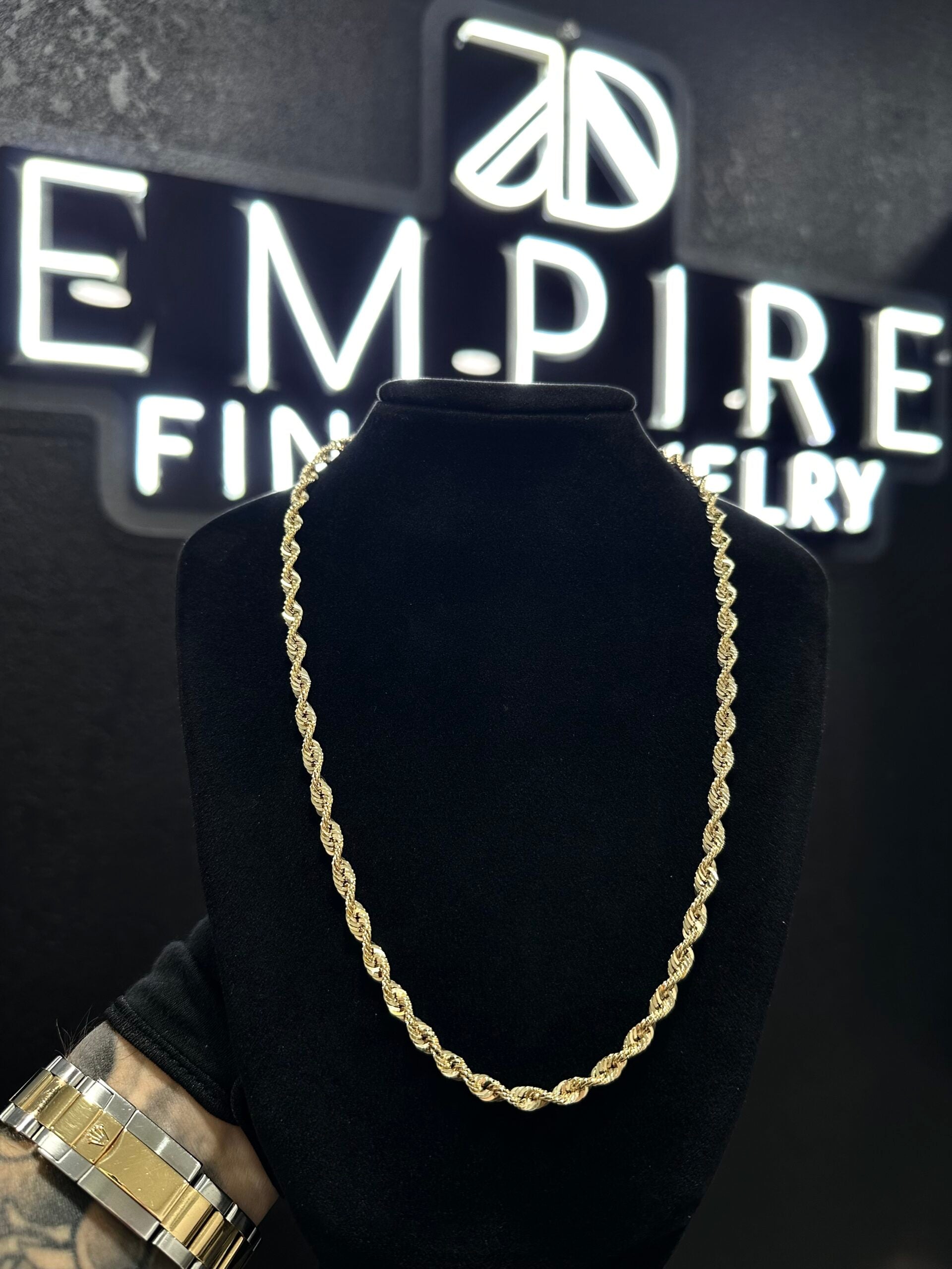 Rope Laser Gold Chain 20" 4.3mm 10K