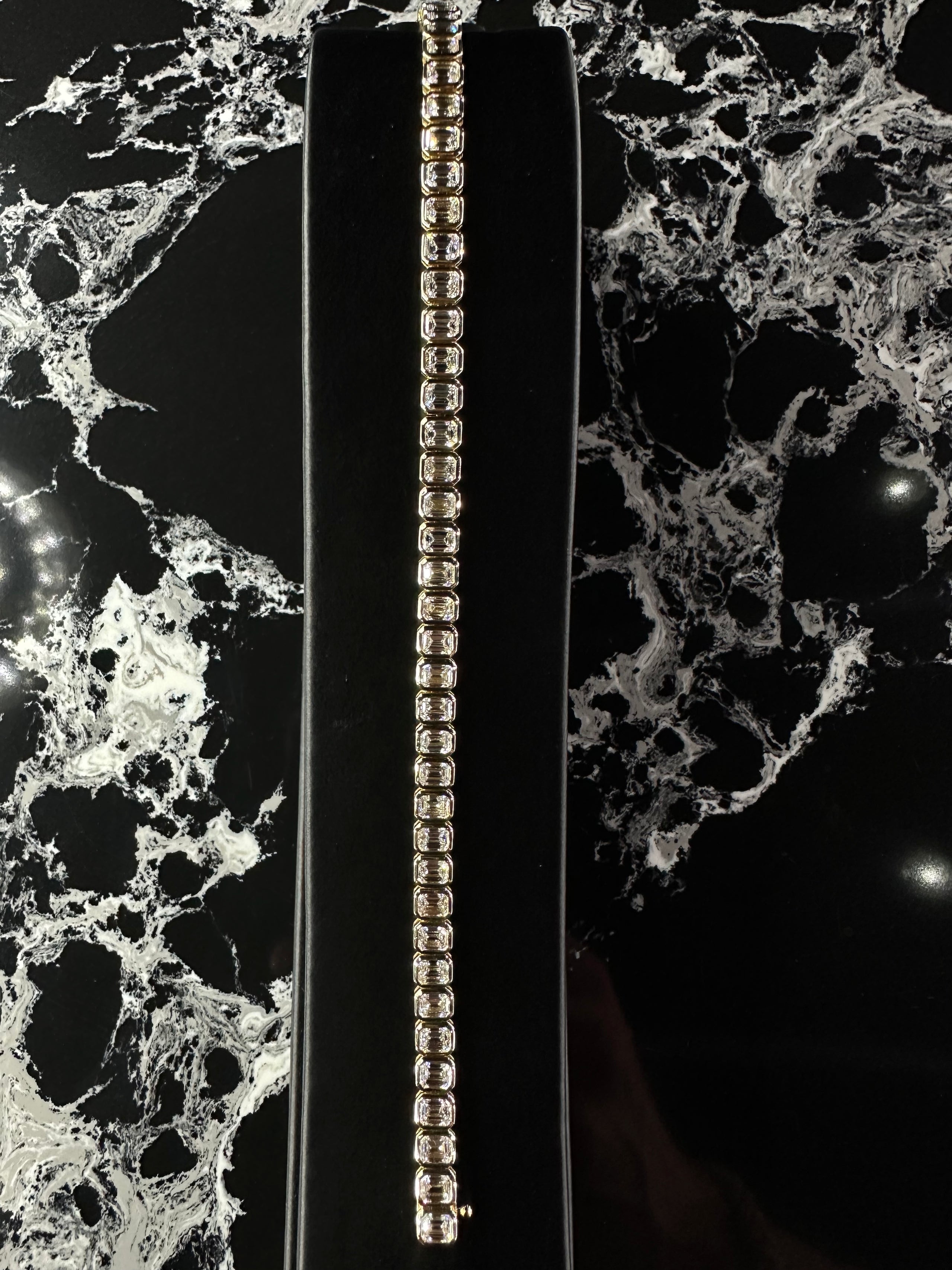 EMERALD LAB DIAMOND TENNIS BRACELET 14K