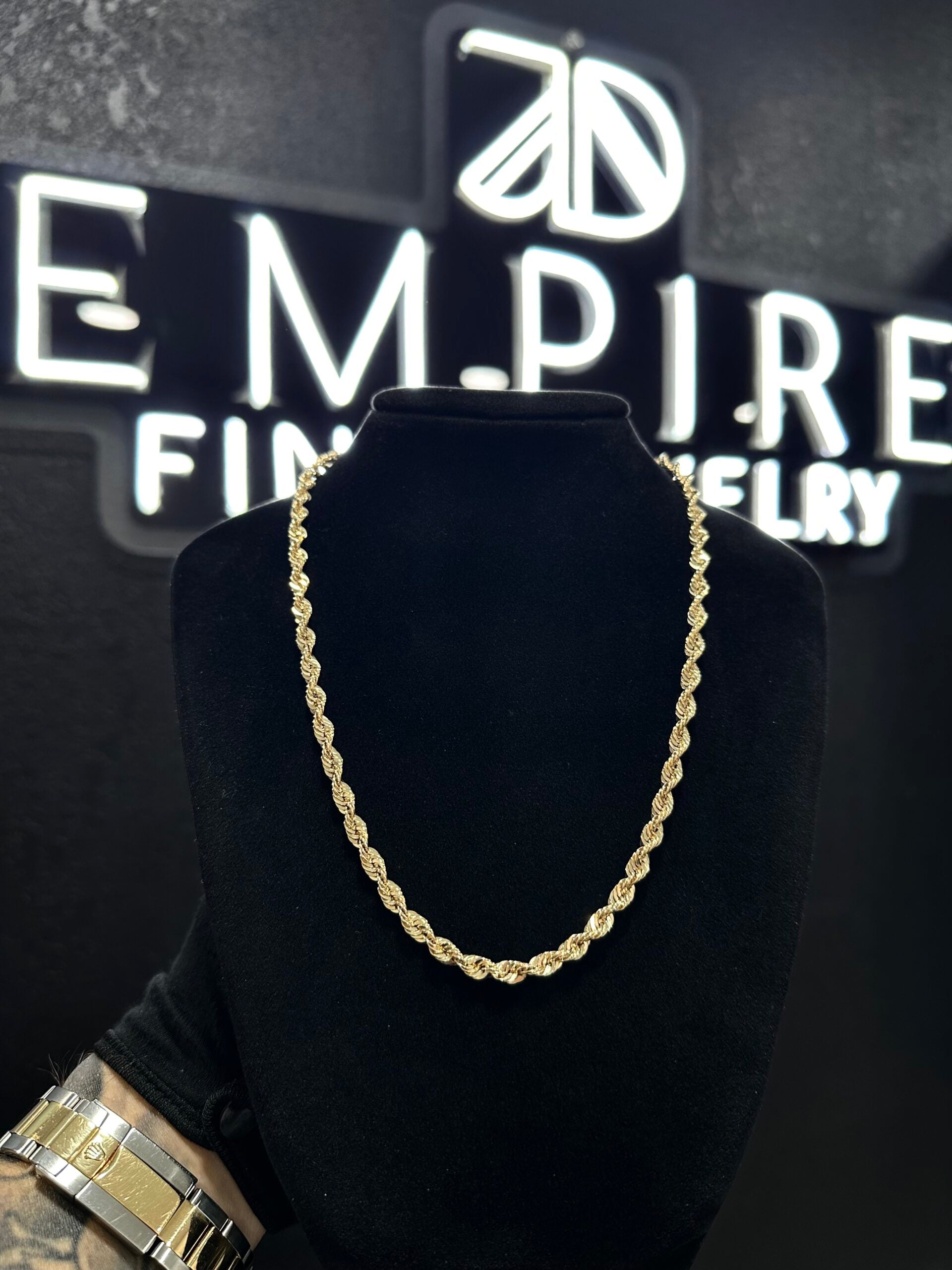 Rope Laser Gold chain 4.3mm 10k