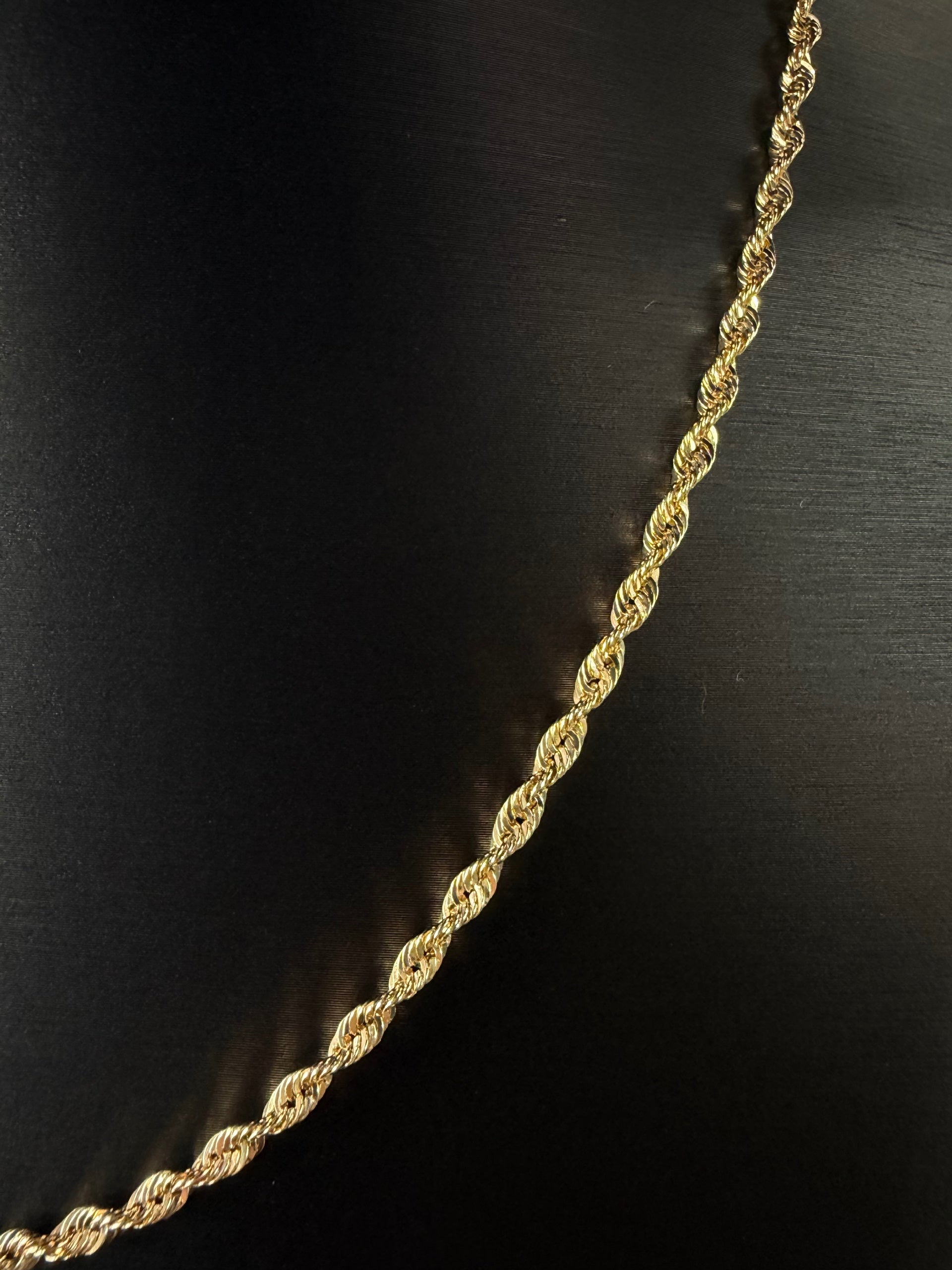 LASER ROPE GOLD CHAIN 20” 3MM 10K