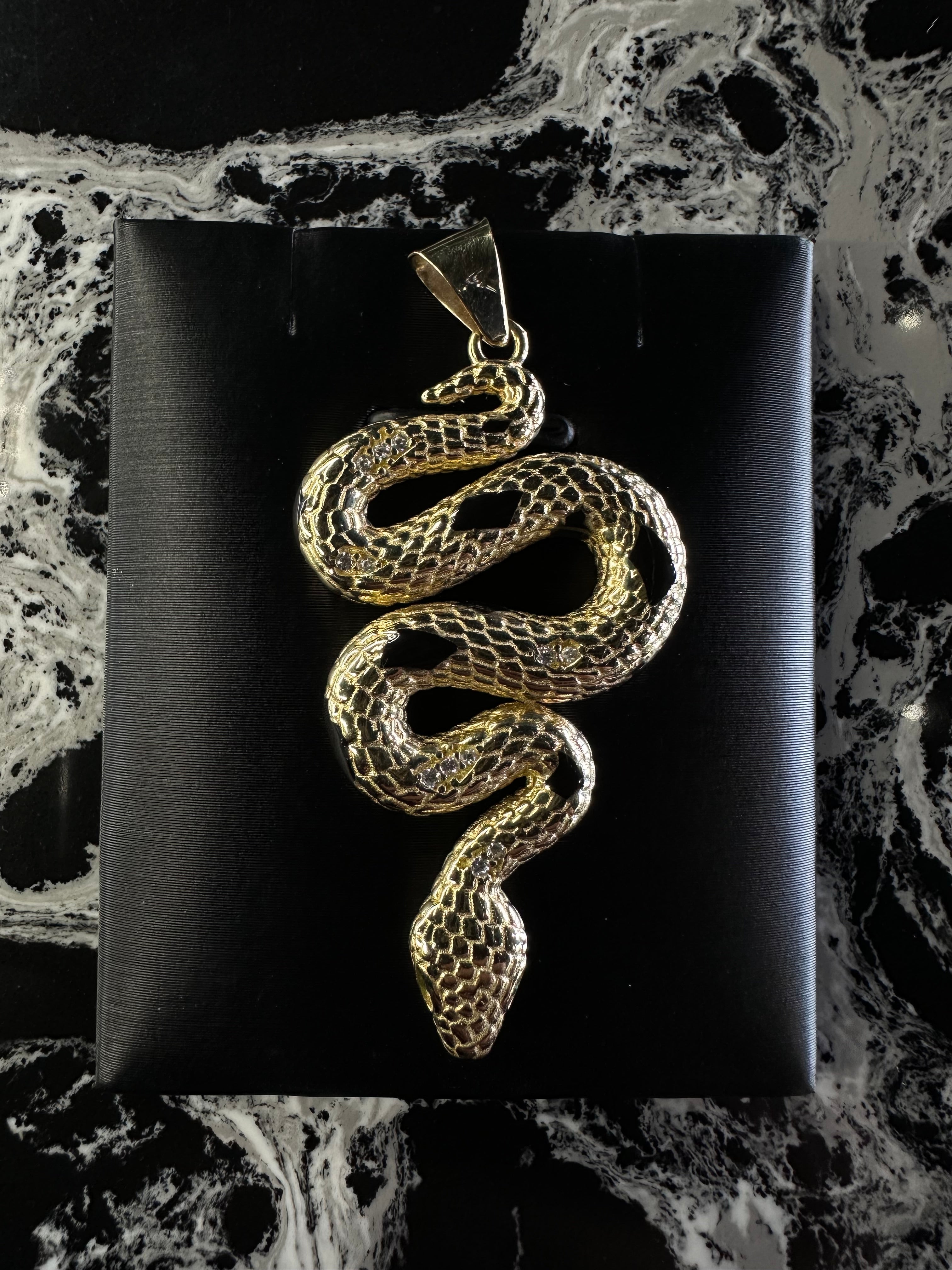 SNAKE W/ CZ’S 14K PENDANT