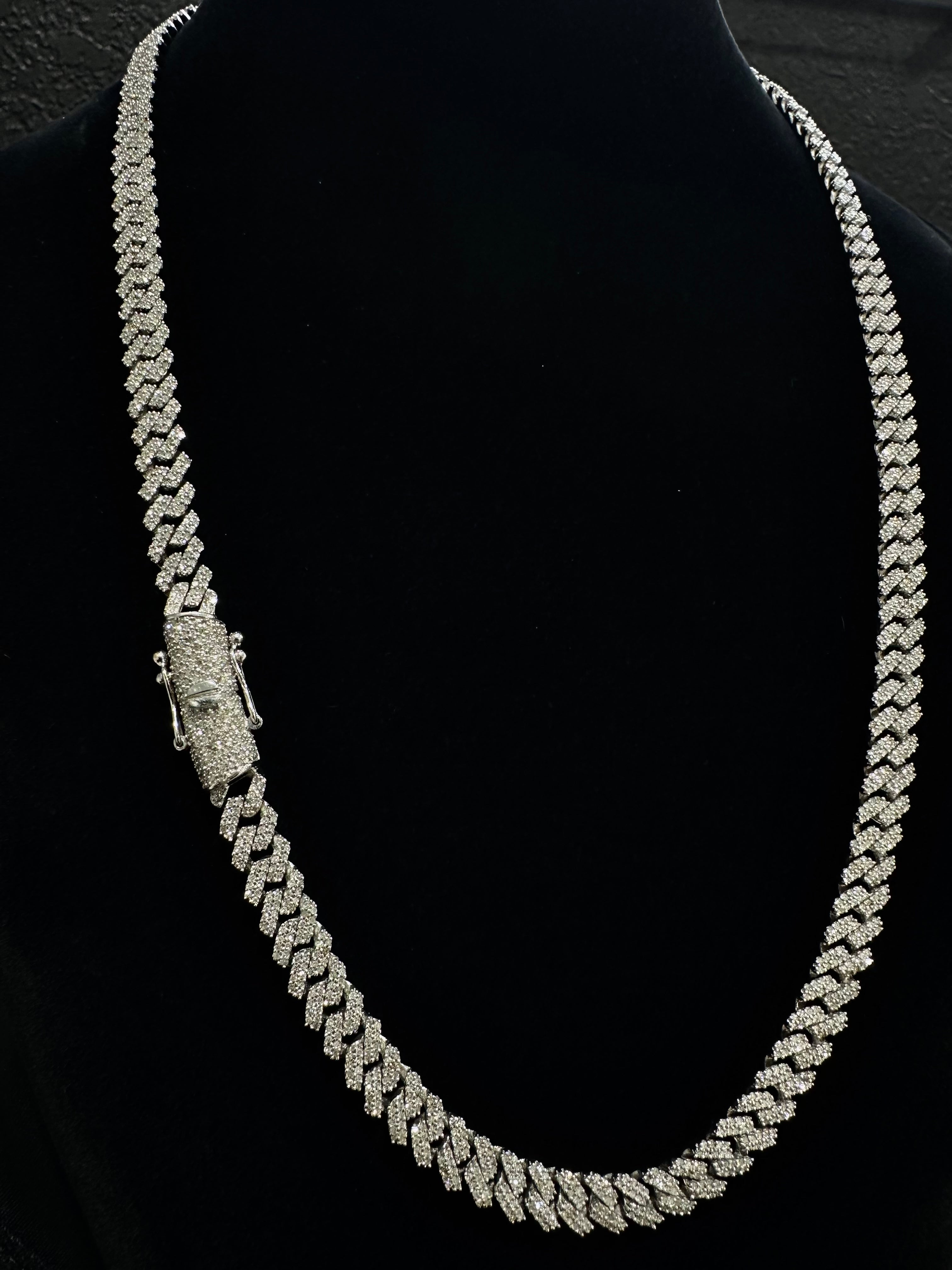 White Gold Diamond Chain Square Cuban  5.5mm 10k
