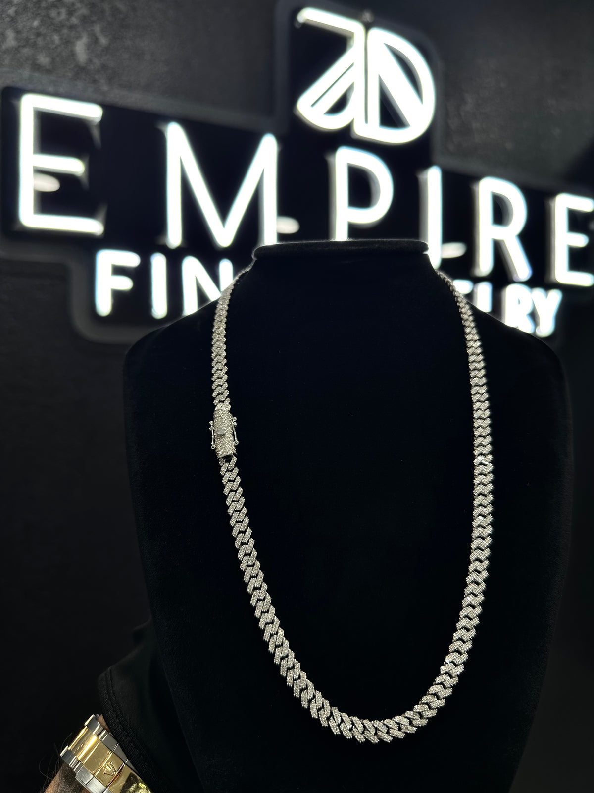 White Gold Diamond Chain Square Cuban  5.5mm 10k
