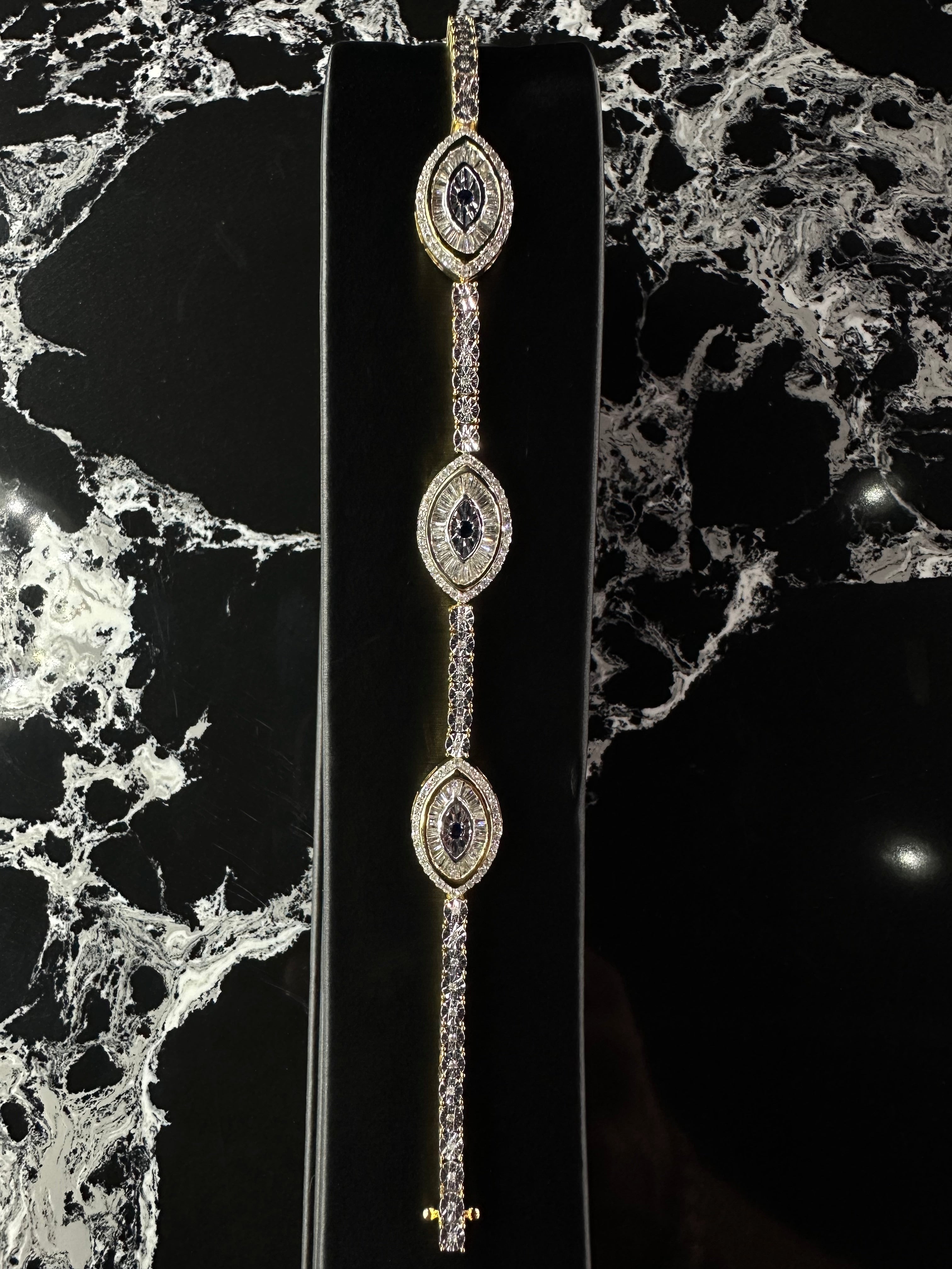 NATURAL DIAMONDS EVIL EYE TENNIS BRACELET  10K
