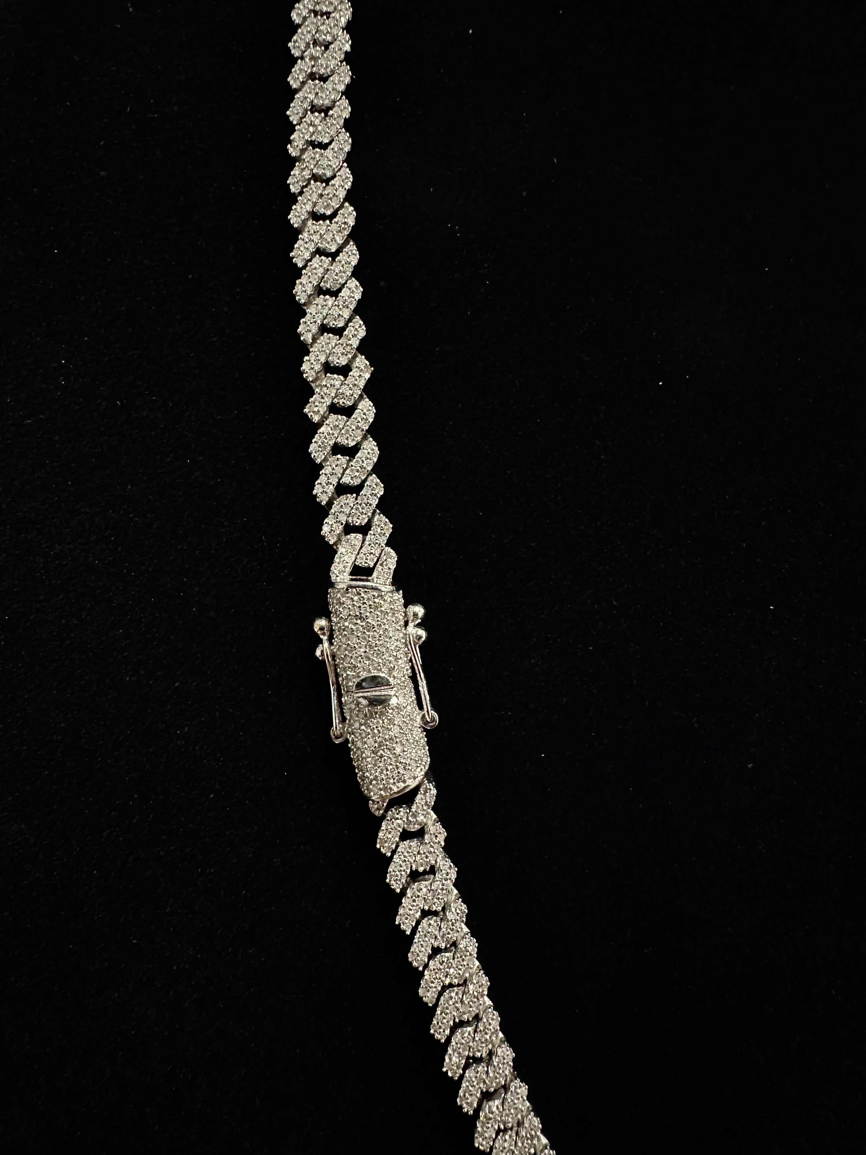 White Gold Diamond Chain Square Cuban  5.5mm 10k