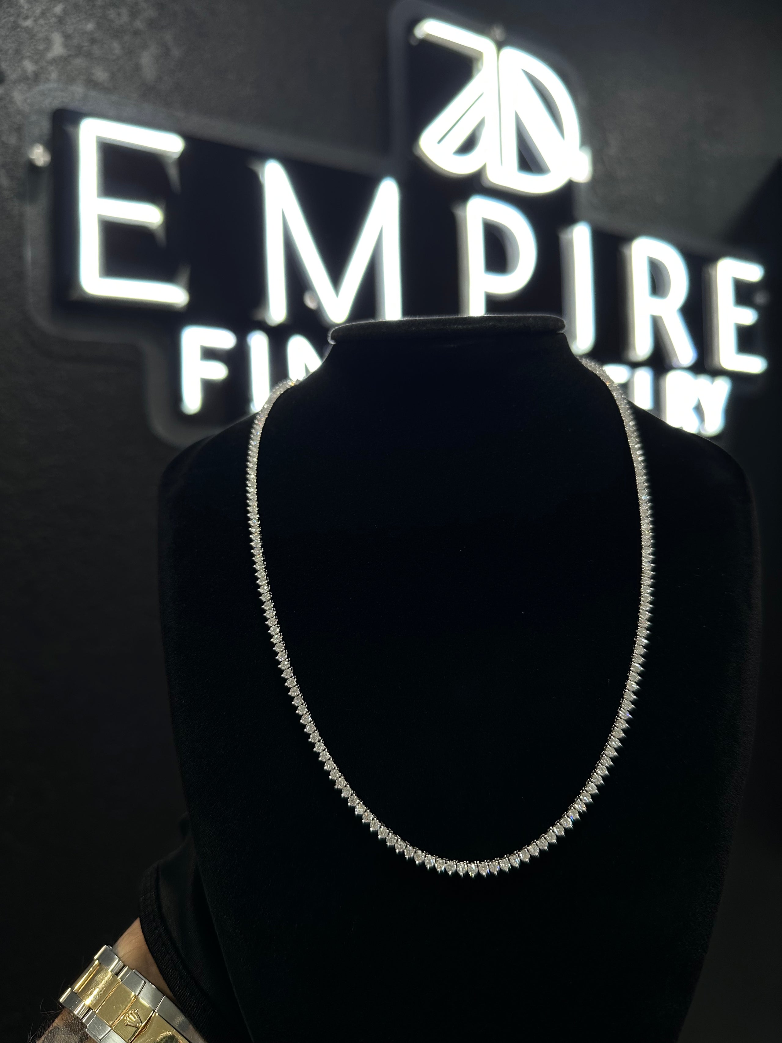 Tennis Diamond Chain VVS2-VS1 14k Gold 18"