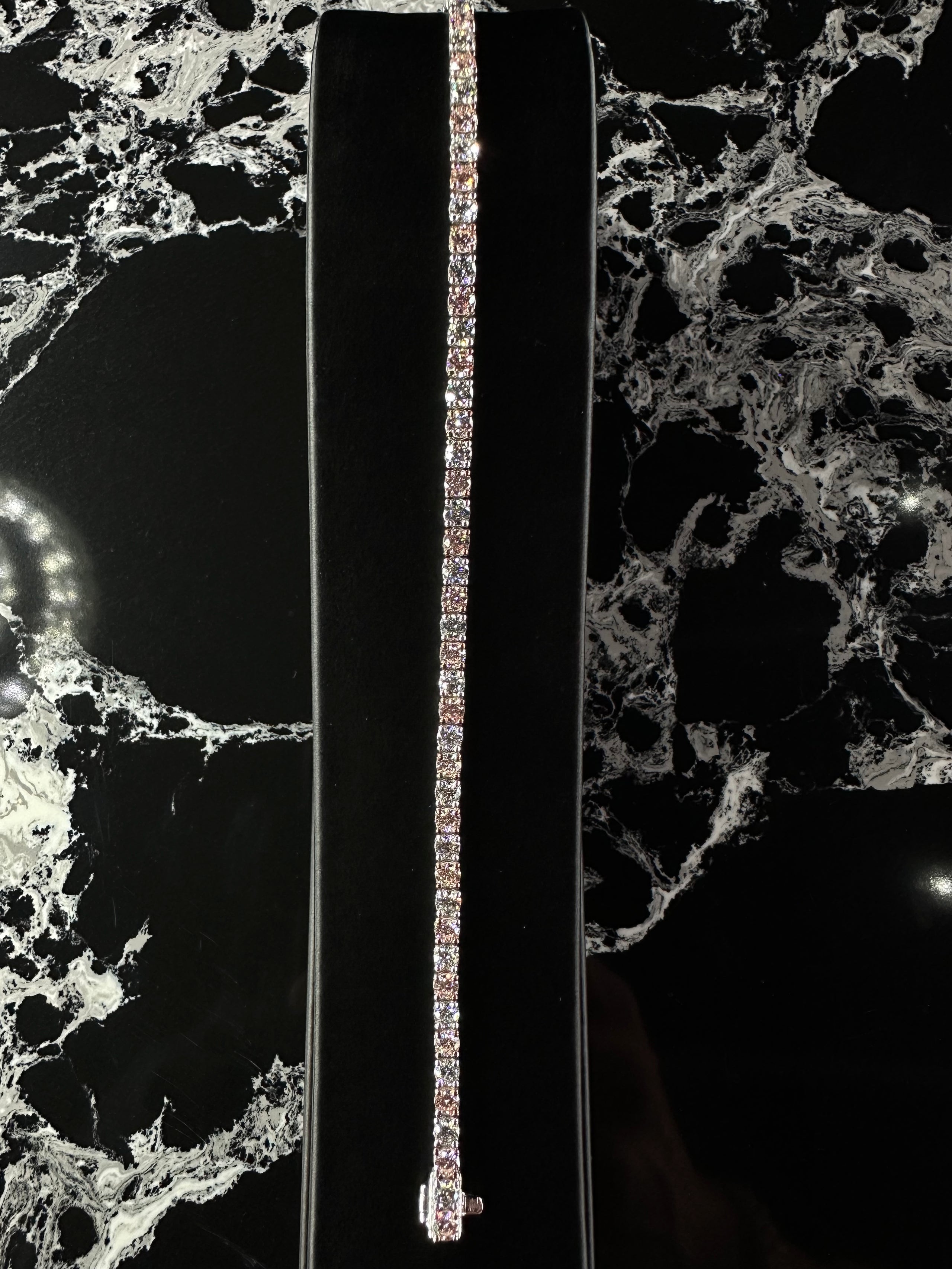 LAB PINK DIAMOND TENNIS BRACELET 14K