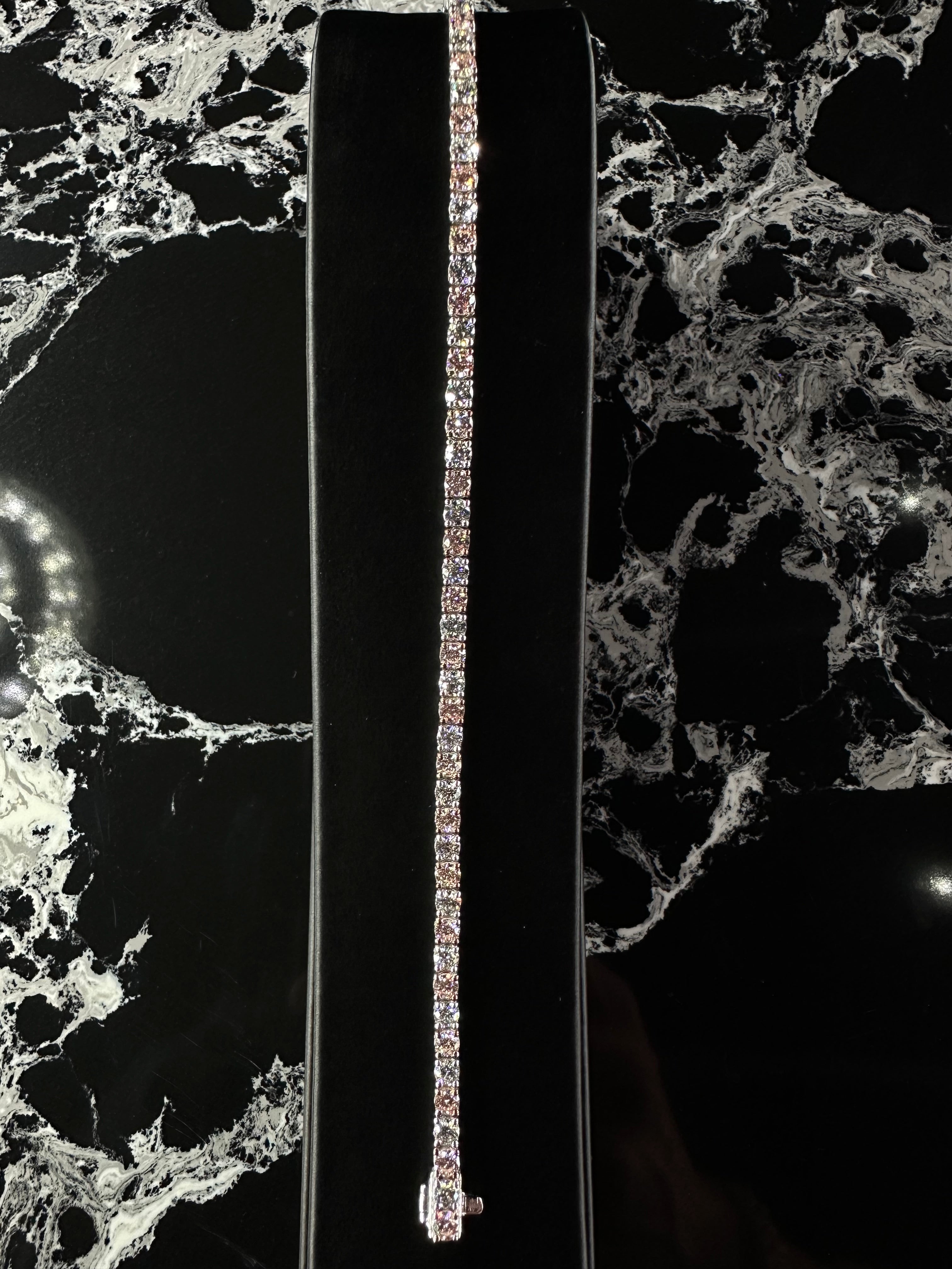 LAB PINK DIAMOND TENNIS BRACELET 14K