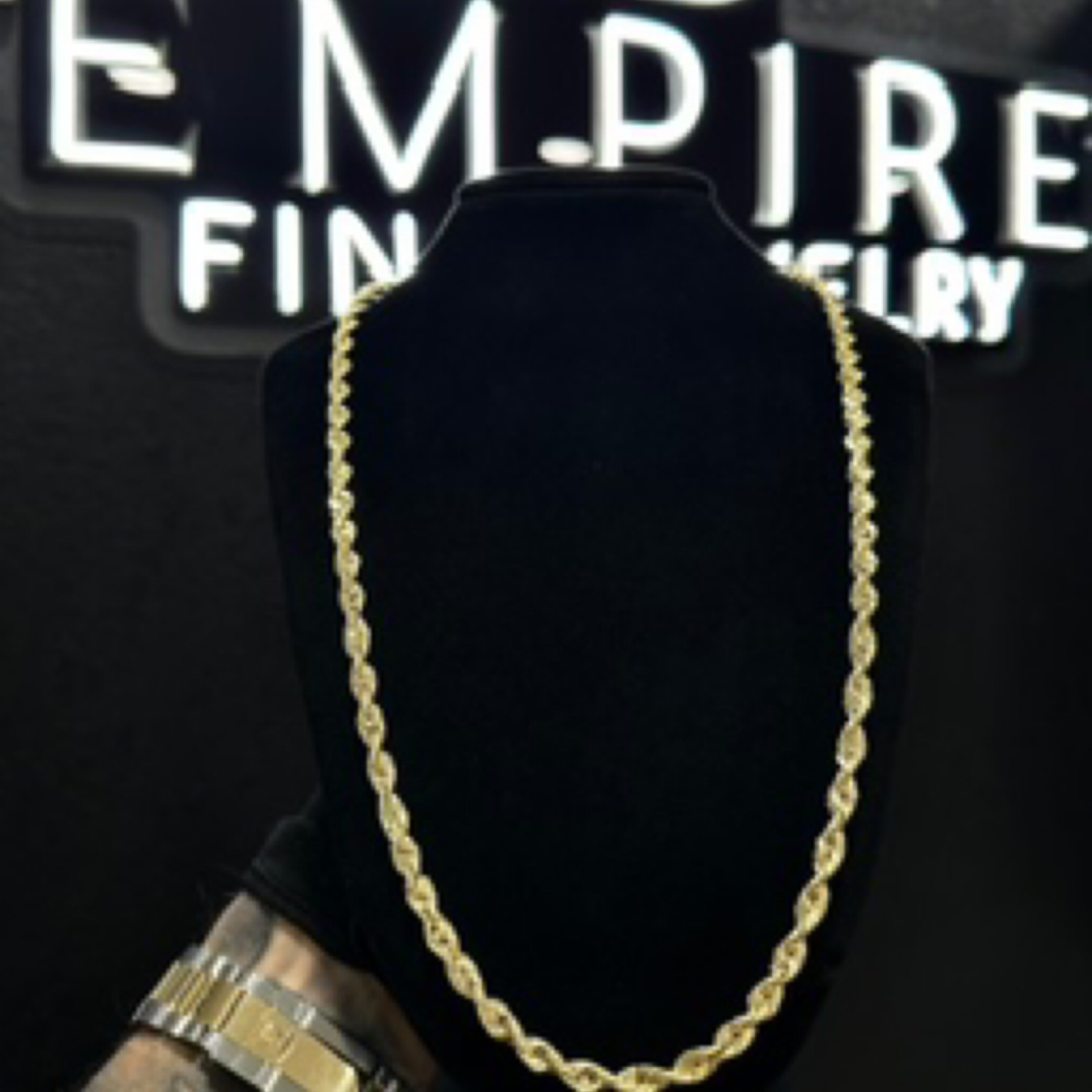 Rope Laser Gold Chain 5mm 14k