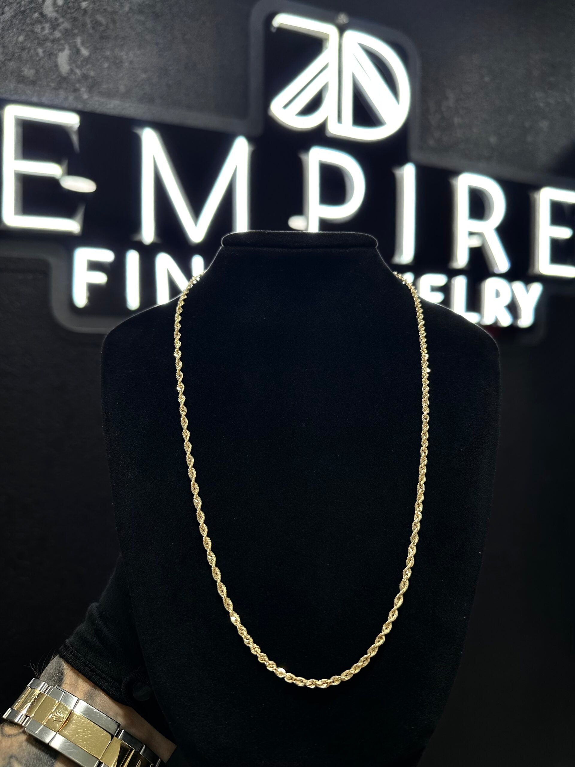 Rope Laser Gold Chain 20" 2.3mm 14K