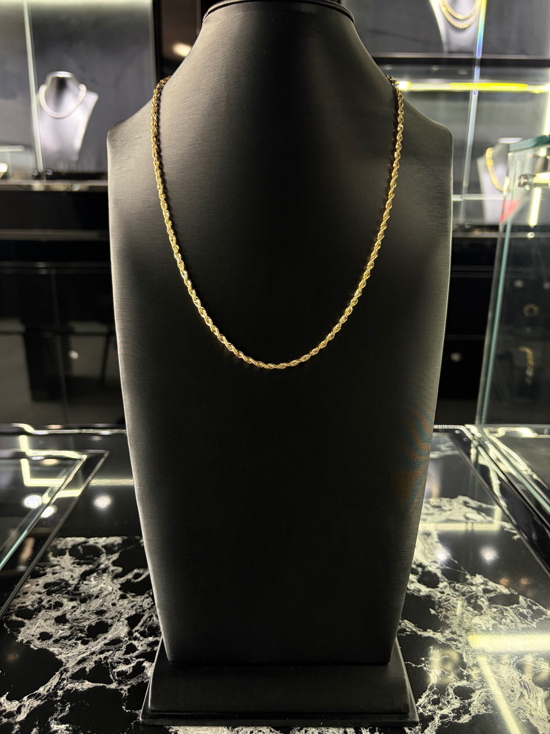 LASER ROPE GOLD CHAIN 22”  3.3MM 10k