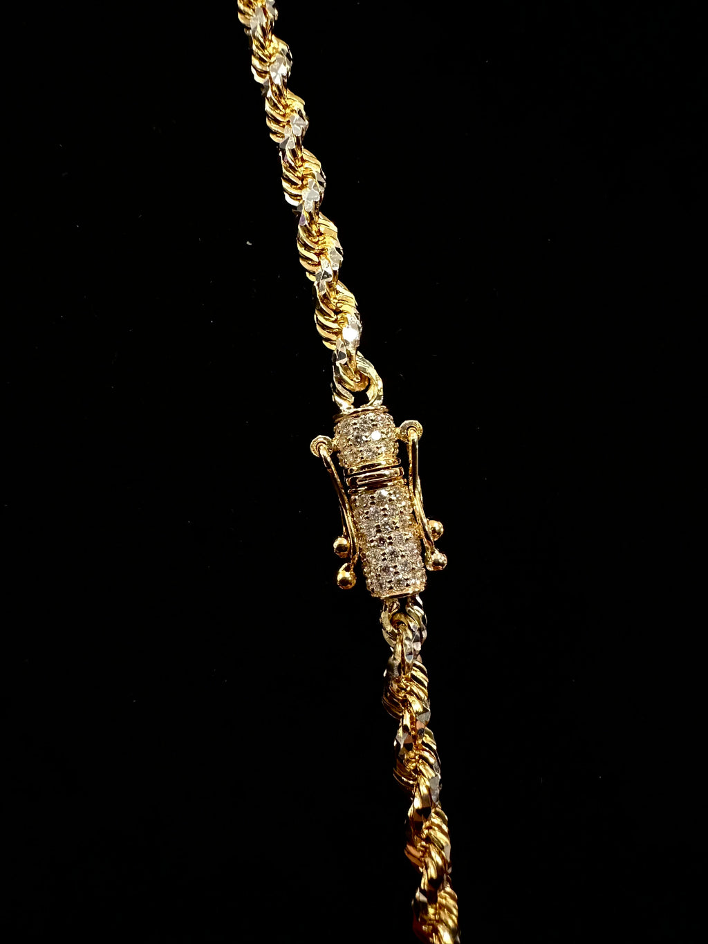 Rope Gold Chain 3mm Diamond Lock 22in